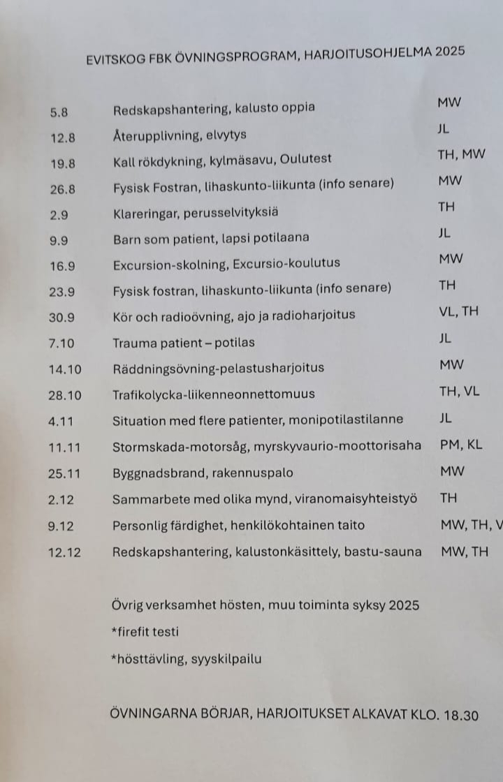 Alarmavdelningens övningsprogram