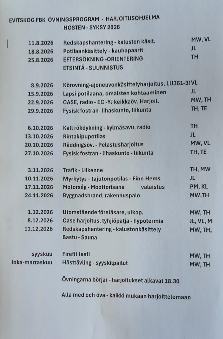 Hälytysosaston harjoitusohjelma